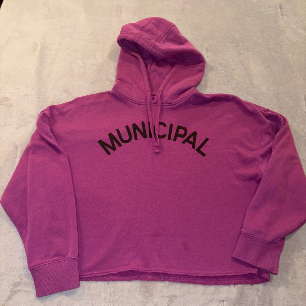 Municipal Sport Utility Gear Womens Cropped‎ Hoodie Purple Magenta Large L